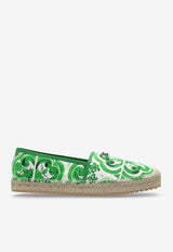 Dolce 
Gabbana Majolica Print Canvas Espadrilles Green A50502 AV362-HU3TN