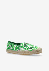 Dolce 
Gabbana Majolica Print Canvas Espadrilles Green A50502 AV362-HU3TN