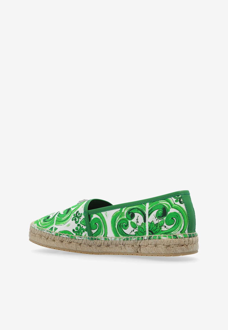 Dolce 
Gabbana Majolica Print Canvas Espadrilles Green A50502 AV362-HU3TN