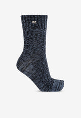 GANNI Wool-Blend Ribbed Socks Blue A6191 5896-766