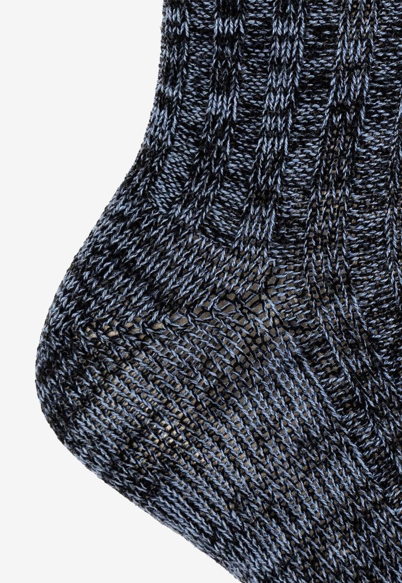 GANNI Wool-Blend Ribbed Socks Blue A6191 5896-766