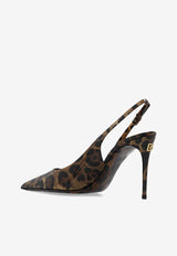 Dolce 
Gabbana X Kim 95 Leopard Print Slingback Pumps in Patent Leather Brown CG0621 AM568-HA93M