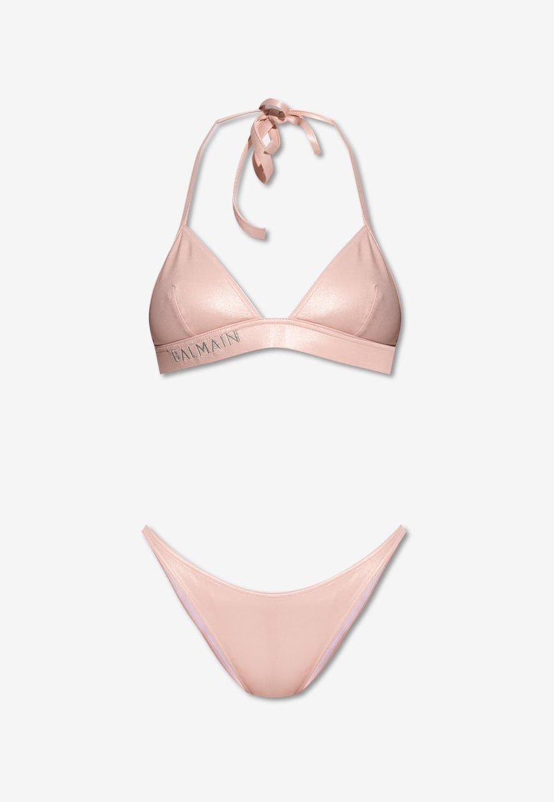 Balmain Logo Embroidered Bikini Pink BKB852140 0-651