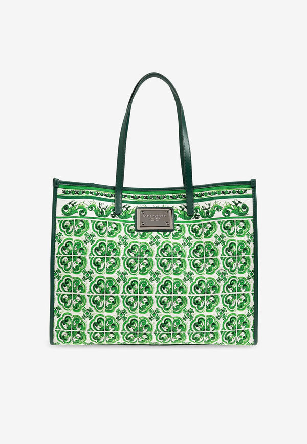 Dolce 
Gabbana Large Majolica Print Tote Bag  Green BM2274 AO667-HU3TN