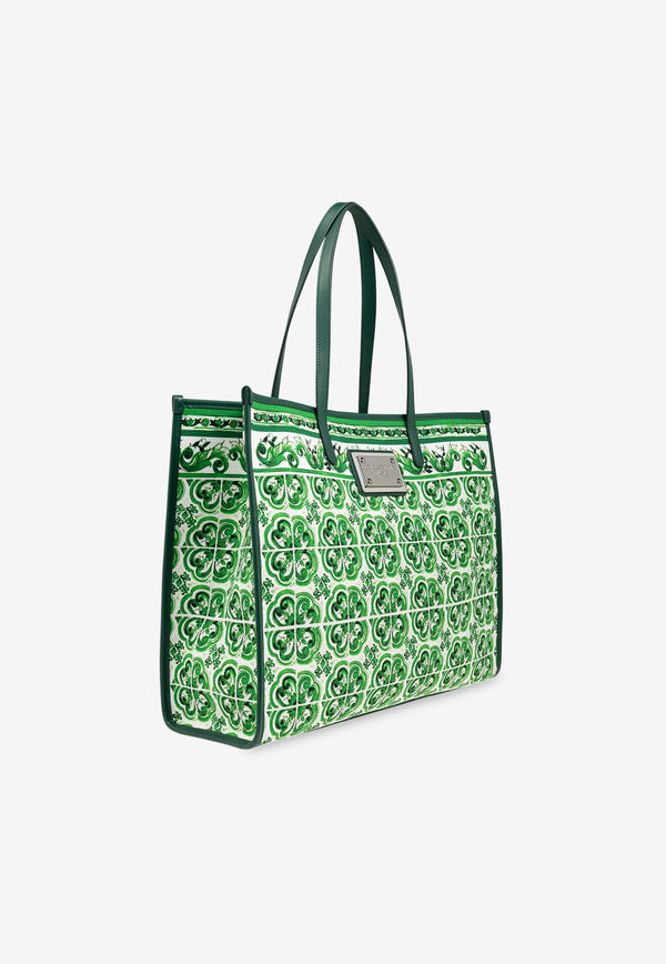 Dolce 
Gabbana Large Majolica Print Tote Bag  Green BM2274 AO667-HU3TN