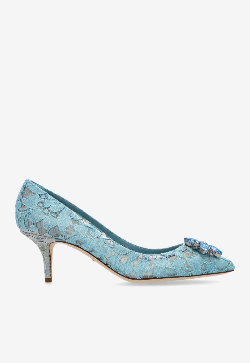 Dolce 
Gabbana Bellucci 60 Crystal Embellished Lace Pumps Light Blue CD0066 AL198-80605