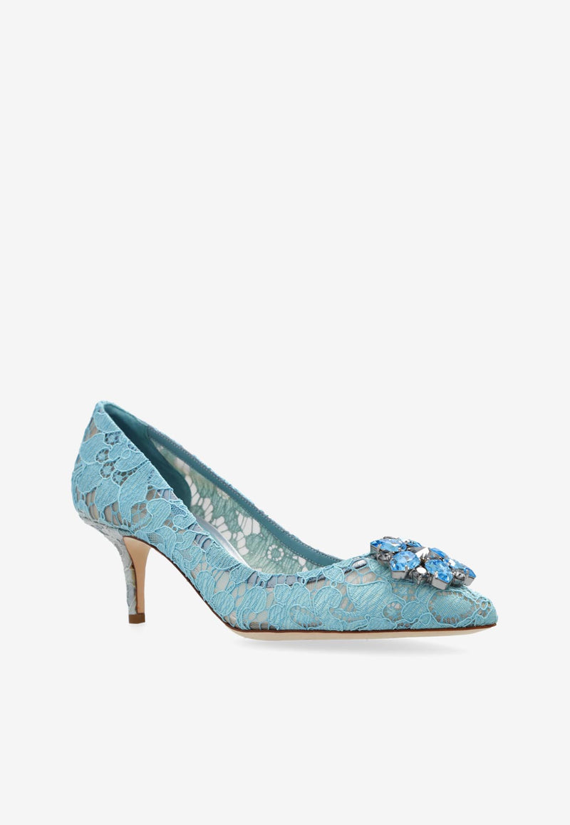 Dolce 
Gabbana Bellucci 60 Crystal Embellished Lace Pumps Light Blue CD0066 AL198-80605