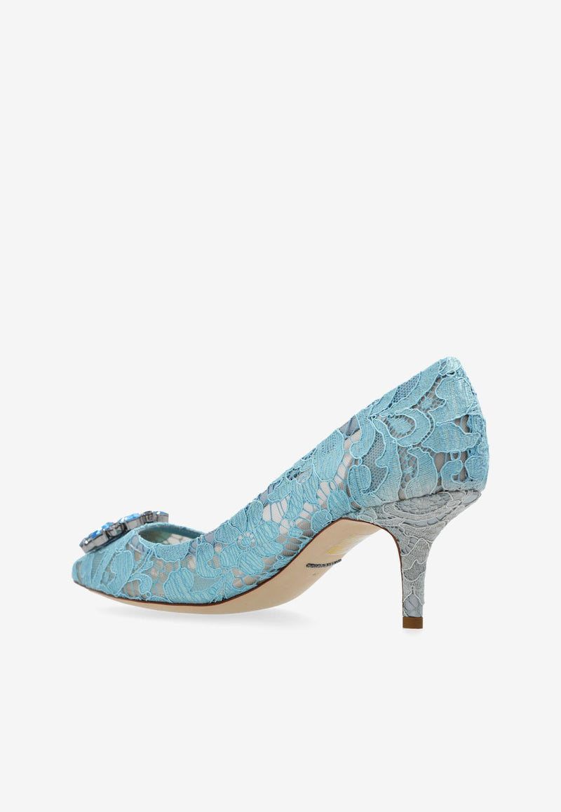 Dolce 
Gabbana Bellucci 60 Crystal Embellished Lace Pumps Light Blue CD0066 AL198-80605