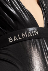 Balmain Deep V-neck One-Piece Swimsuit Black BKBU72140 0-001