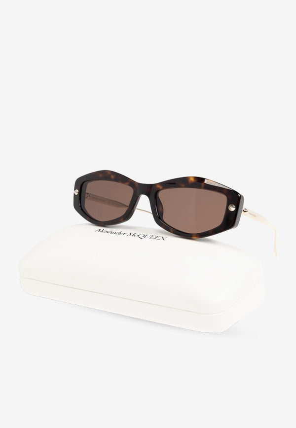 Alexander McQueen Spike Studs Geometric Sunglasses Brown 803372 J0770-2082