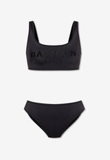 Balmain Logo Embroidered Bikini Black BKBS02100 0-001