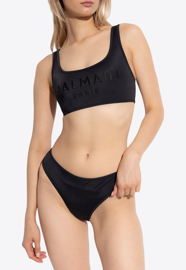 Balmain Logo Embroidered Bikini Black BKBS02100 0-001