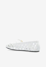 Dolce 
Gabbana Odette Openwork Ballet Flats in Calf Leather White CB0216 AW576-80002