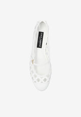 Dolce 
Gabbana Odette Openwork Ballet Flats in Calf Leather White CB0216 AW576-80002