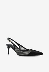 Dolce 
Gabbana Lollo 60 Patent Leather and Mesh Slingback Pumps Black CG0632 AG883-8B956