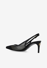 Dolce 
Gabbana Lollo 60 Patent Leather and Mesh Slingback Pumps Black CG0632 AG883-8B956