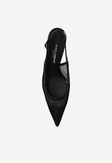 Dolce 
Gabbana Lollo 60 Patent Leather and Mesh Slingback Pumps Black CG0632 AG883-8B956