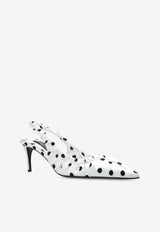 Dolce 
Gabbana Lollo 65 Polka Dot Slingback Satin Pumps White CG0797 AV885-HW10N