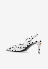 Dolce 
Gabbana Lollo 65 Polka Dot Slingback Satin Pumps White CG0797 AV885-HW10N