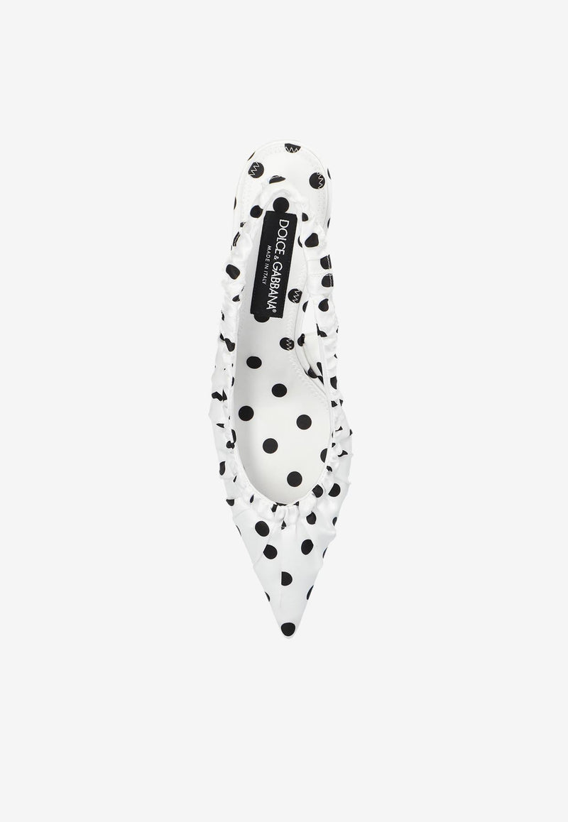 Dolce 
Gabbana Lollo 65 Polka Dot Slingback Satin Pumps White CG0797 AV885-HW10N