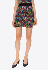 Balmain Pop Monogram Knitted Mini Skirt Multicolor DF1LB004 KG80-AAA