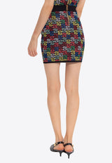 Balmain Pop Monogram Knitted Mini Skirt Multicolor DF1LB004 KG80-AAA