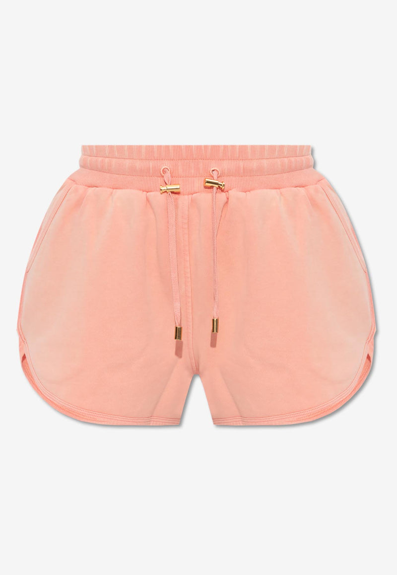 Balmain Logo Embroidered Drawstring Shorts Pink DF1OA041 BC76-OIQ