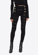 Balmain Diamond Knit Leggings Black DF1PD009 KG69-0PA