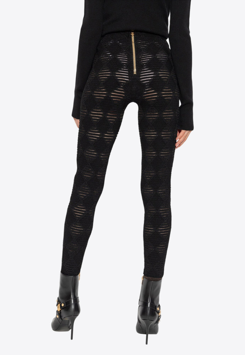 Balmain Diamond Knit Leggings Black DF1PD009 KG69-0PA