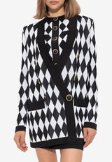 Balmain Diamond Knit Oversized Cardigan Monochrome DF1SG067 KG79-EAB