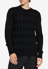 Balmain Logo Patch Wool Sweater Black DH1KF095 KG98-0PA