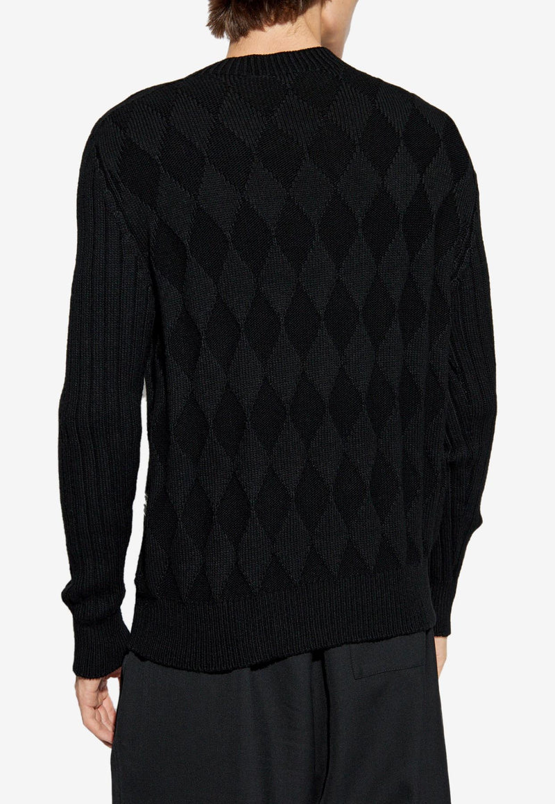 Balmain Logo Patch Wool Sweater Black DH1KF095 KG98-0PA