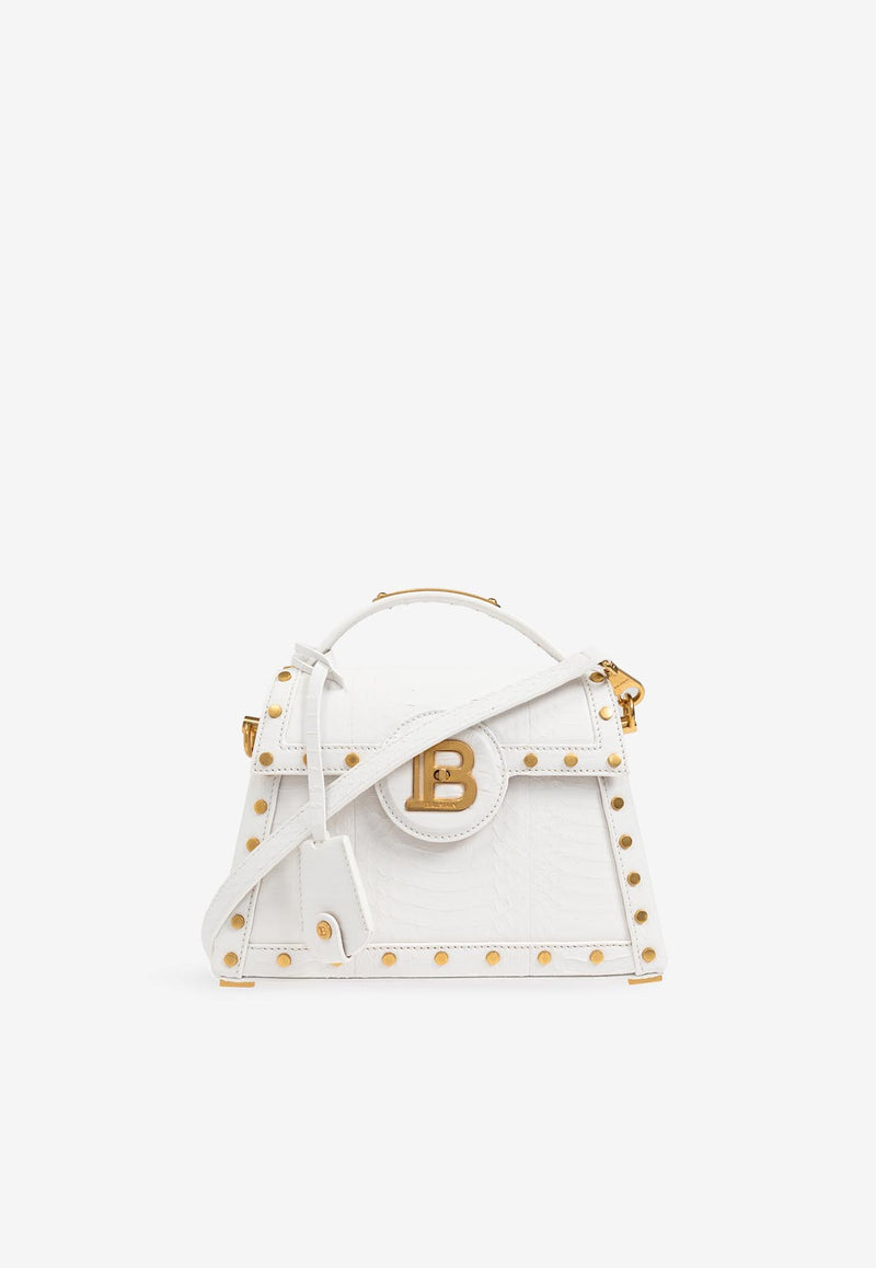 Balmain B-Buzz Snakeskin-Effect Crossbody Bag White DN1DB910 LEHG-0FA