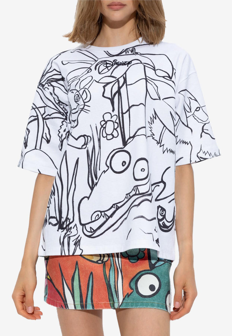 Balmain X Disney The Lion King Précoce Print T-shirt White DFAEG110 GD87-GAB