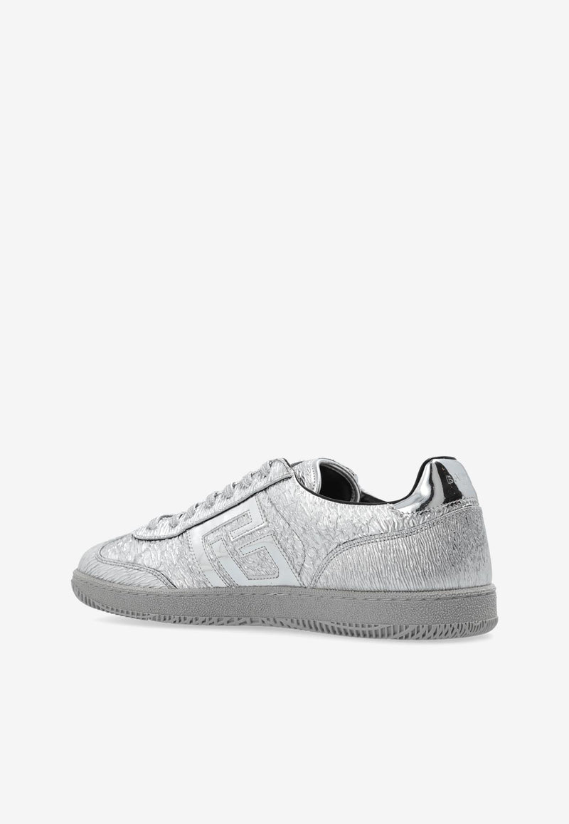 Balmain Swan Metallic Leather Low-Top Sneakers Silver DM1VI360 LMRT-9KA