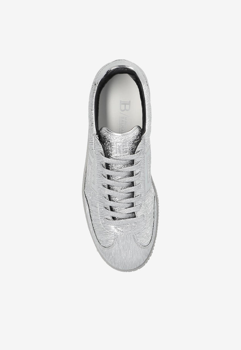 Balmain Swan Metallic Leather Low-Top Sneakers Silver DM1VI360 LMRT-9KA