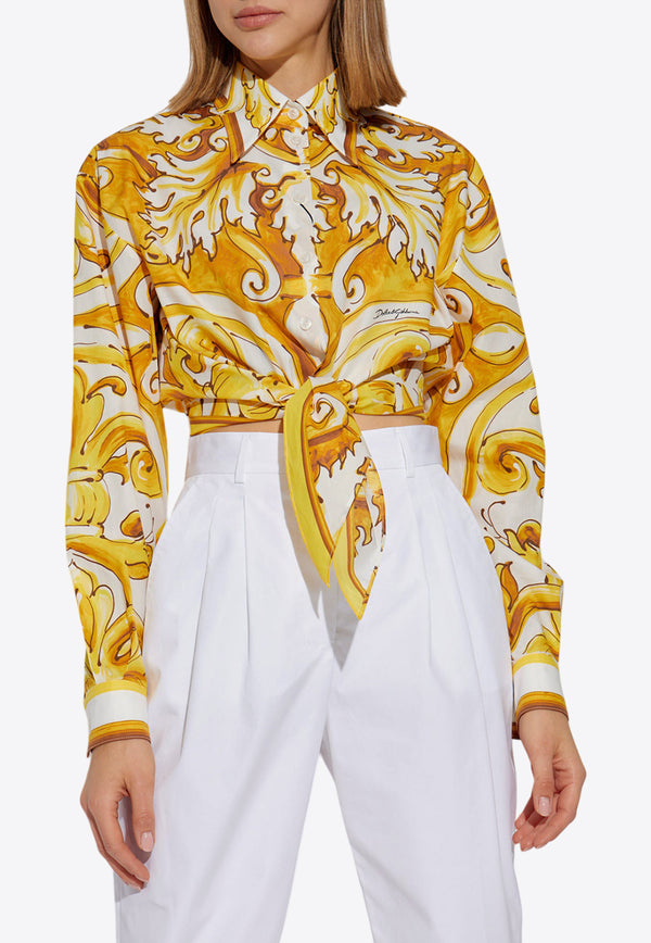 Dolce 
Gabbana Majolica Print Cropped Shirt Yellow F5S65T FI5JK-HG5DQ