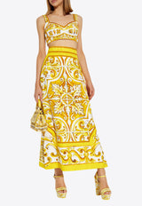 Dolce 
Gabbana Majolica Print Midi A-line Skirt Yellow F4CUNT FPTAX-HG5DQ