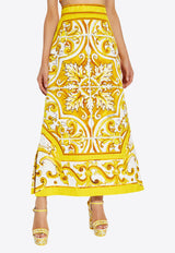 Dolce 
Gabbana Majolica Print Midi A-line Skirt Yellow F4CUNT FPTAX-HG5DQ