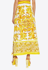 Dolce 
Gabbana Majolica Print Midi A-line Skirt Yellow F4CUNT FPTAX-HG5DQ