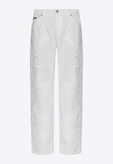 Dolce 
Gabbana Embroidered Boyfriend Jeans White FTCGNZ G8LC6-S9001