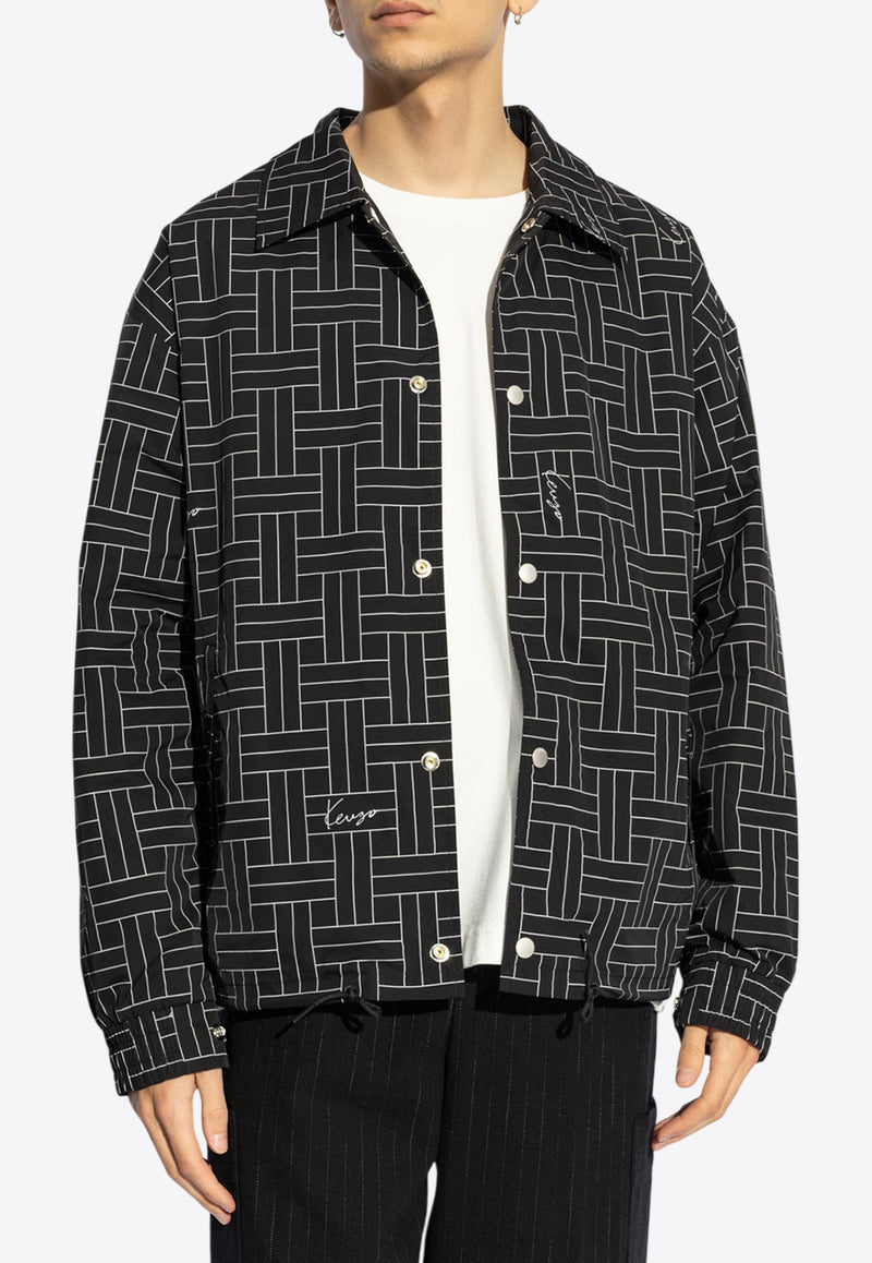 Kenzo Signature Weave Windbreaker Jacket Black FE65BL163 9NJ-99