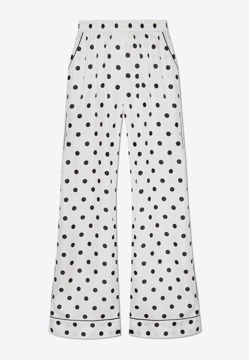 Dolce 
Gabbana Polka Dot Print Silk Pajama Pants White FTAMPT IS1VI-HWZRN