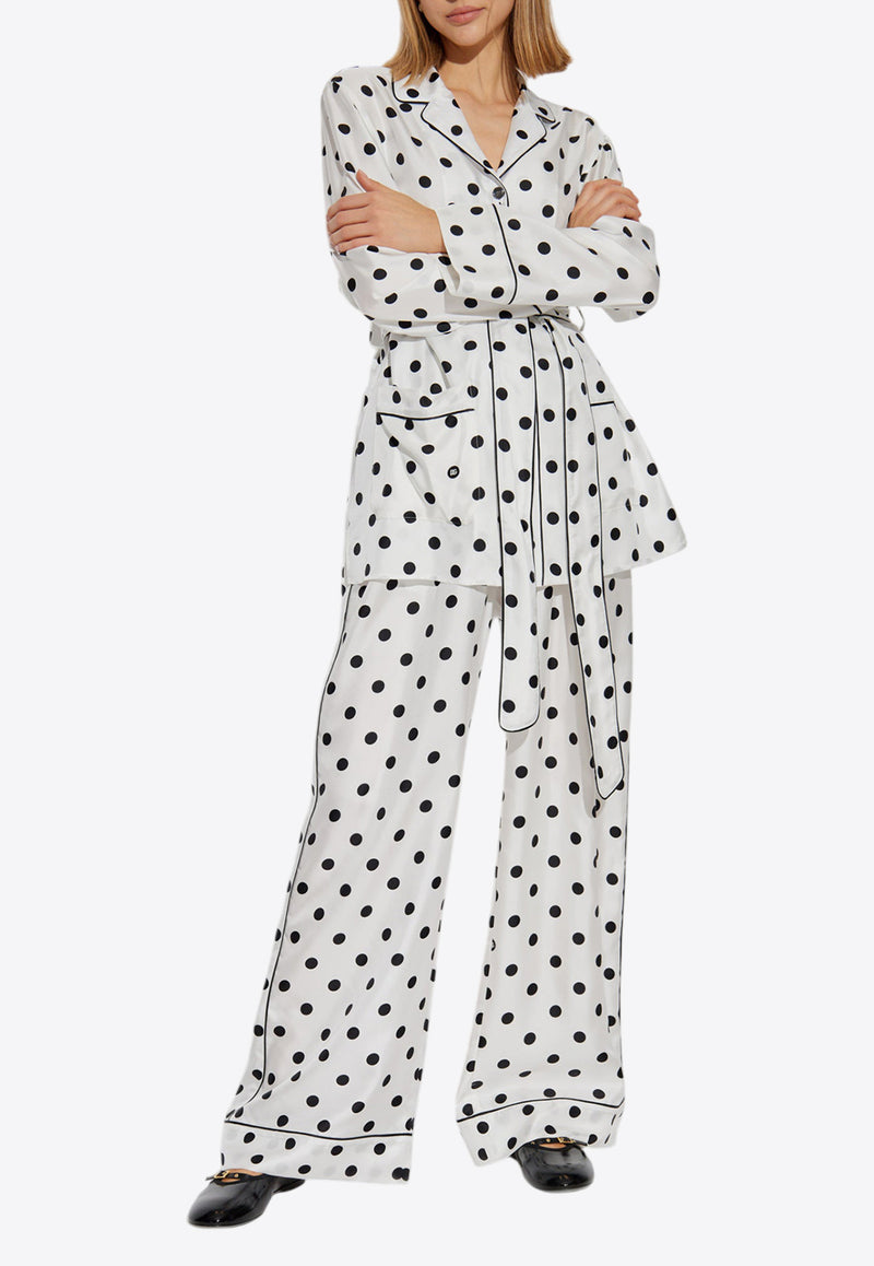 Dolce 
Gabbana Polka Dot Print Silk Pajama Pants White FTAMPT IS1VI-HWZRN