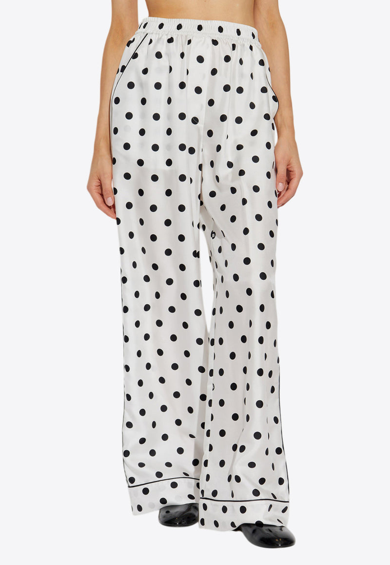 Dolce 
Gabbana Polka Dot Print Silk Pajama Pants White FTAMPT IS1VI-HWZRN