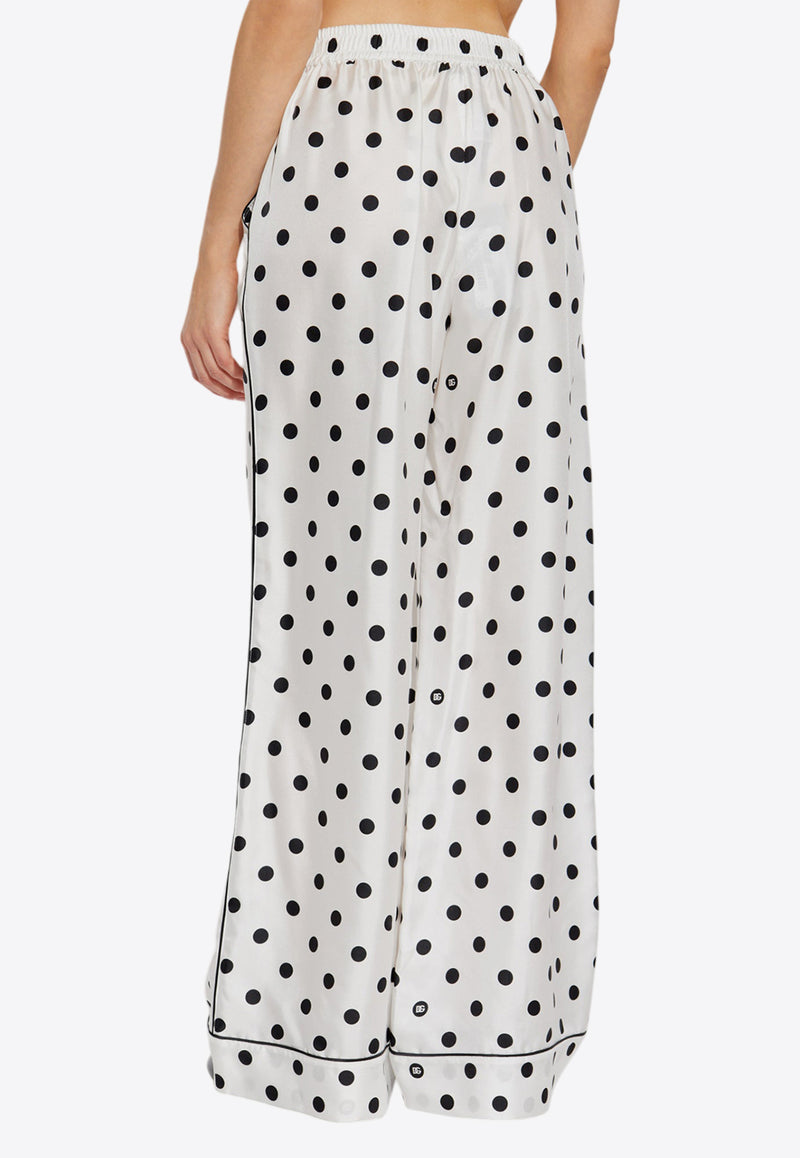 Dolce 
Gabbana Polka Dot Print Silk Pajama Pants White FTAMPT IS1VI-HWZRN