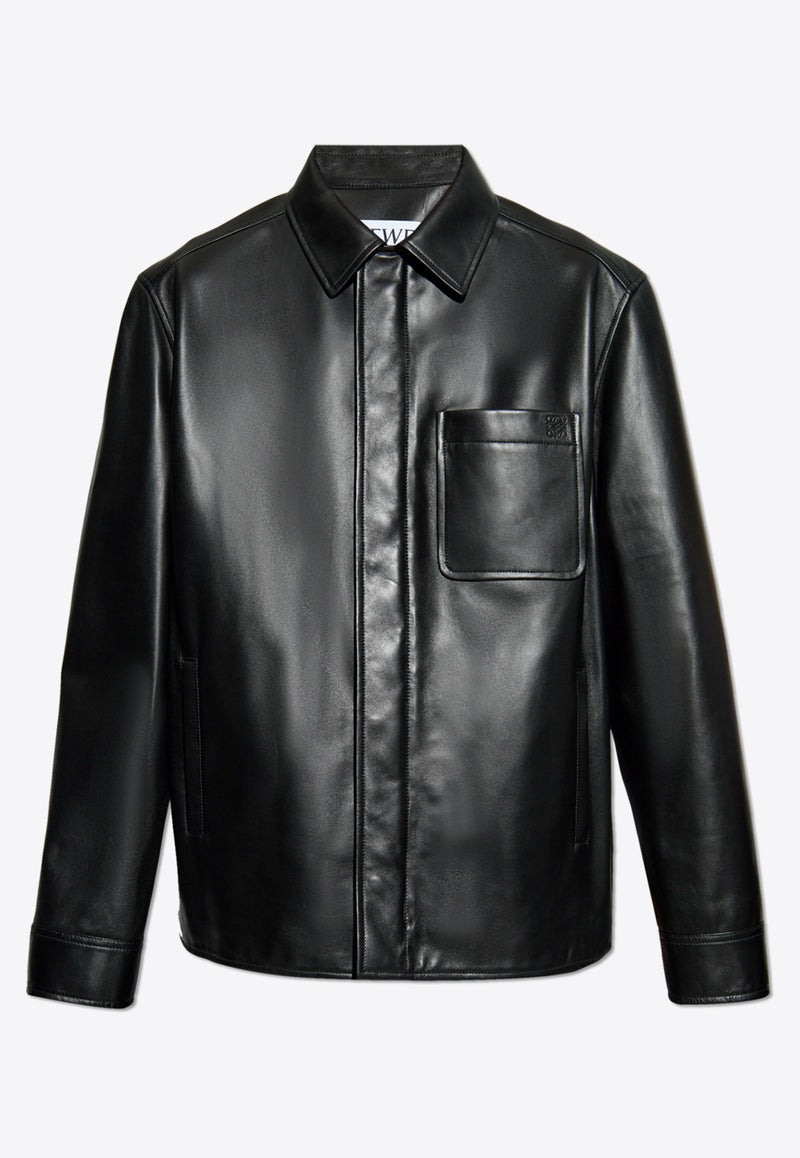 Loewe Zip-Up Leather Overshirt Black H526Y31L29 0-BLACK