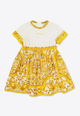 Dolce 
Gabbana Kids Babies Majolica Print Dress Yellow L2JDZ1 G7NUL-S9000