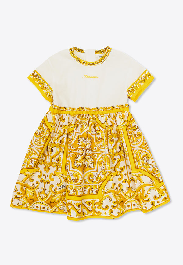 Dolce 
Gabbana Kids Babies Majolica Print Dress Yellow L2JDZ1 G7NUL-S9000