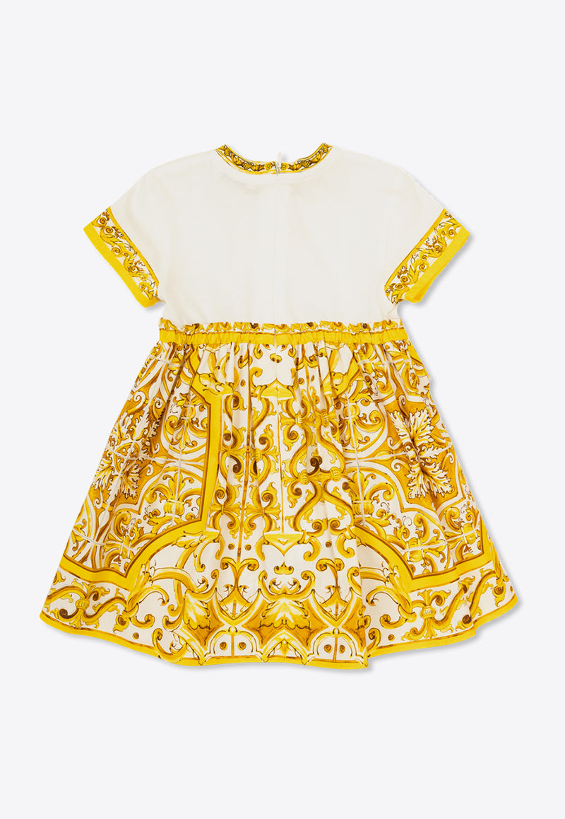 Dolce 
Gabbana Kids Babies Majolica Print Dress Yellow L2JDZ1 G7NUL-S9000